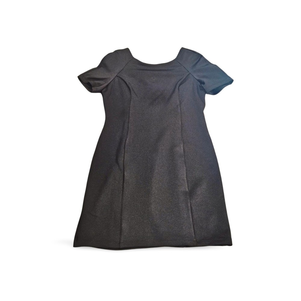 Forever 21 Dress Large Black Scoop Neck Short Sleeve Sheath Zipper Closure Party